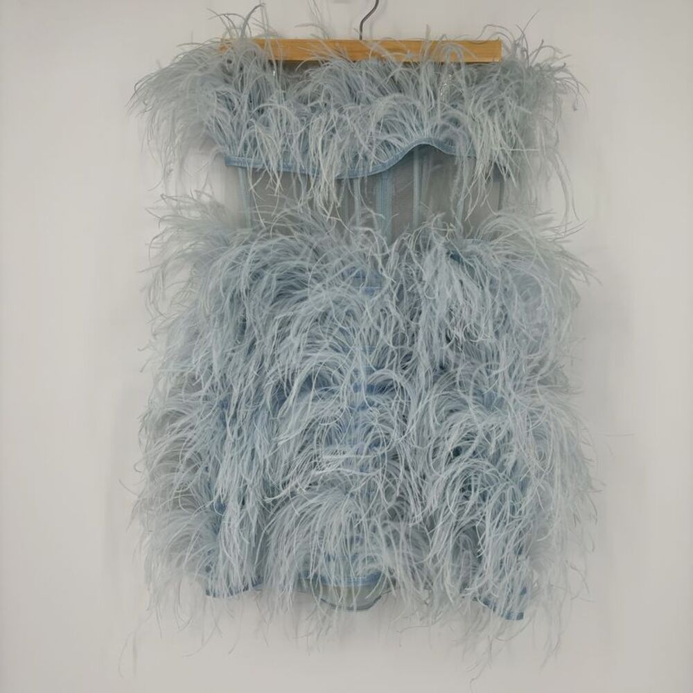 Alamour The Label Blue Feather Mini Dress